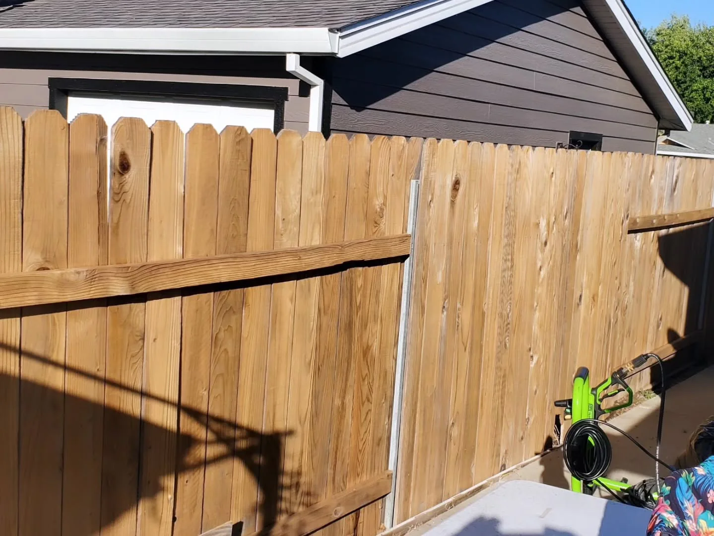 The same fence after Matt cleaned it